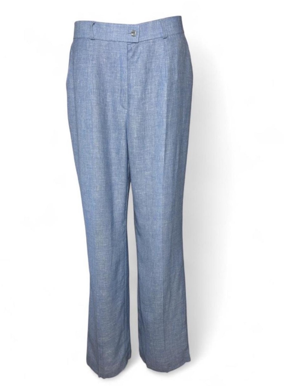 Basler Linen Virgin Wool Wide Leg Trousers Blue EU 42 Made In Portugal Vintage